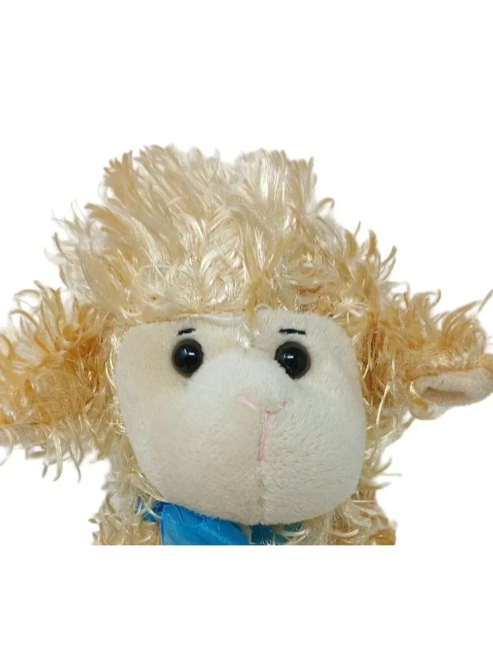 Lamb Animal Adventure Plush W/Blue Ribbon  10